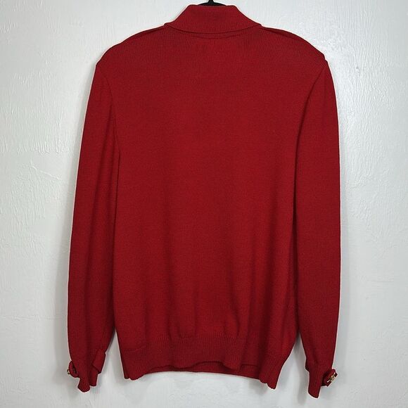 St. John Collection By Marie Gray Red Sweater With Gold Accents Size M - Picture 4 of 8